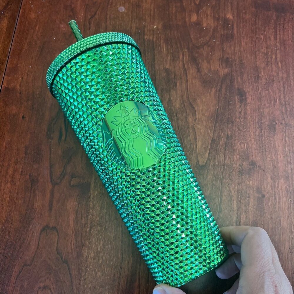 Starbucks‎ 24oz Green Jeweled Tumbler With Lid & Straw